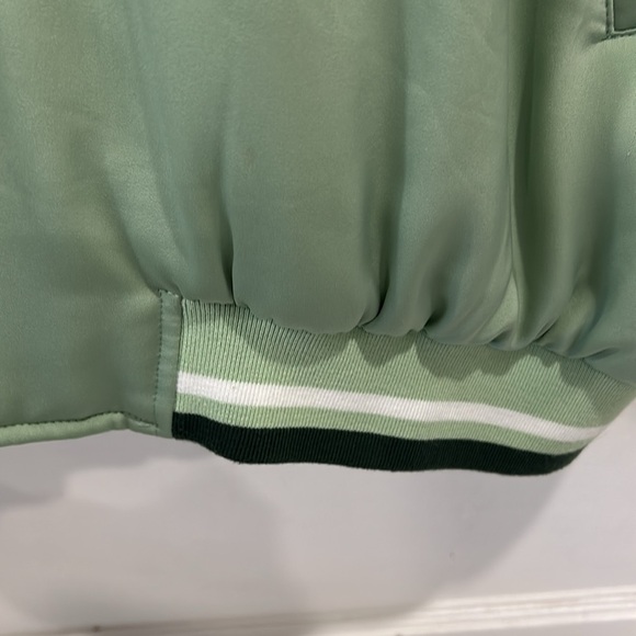Adika Spoiled Girl Satin Finish Mint Green Oversized Bomber Jacket - XL - Picture 9 of 11